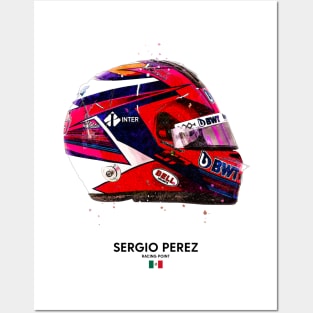 F1 2020 Sergio Perez Crash Helmet Posters and Art